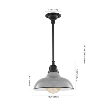 Jasper 12.25" Farmhouse Industrial Indoor/Outdoor Iron LED Pendant